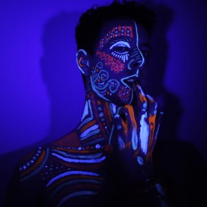 a person in a dark room