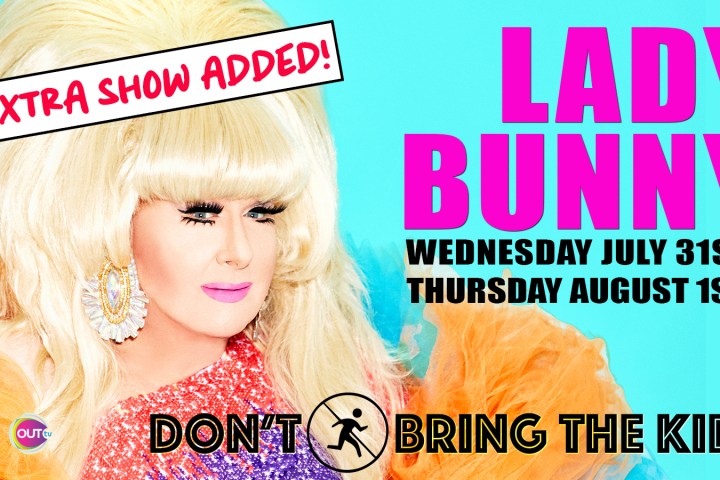 Lady Bunny wearing a hat