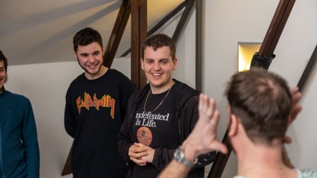 a group of people posing for the camera