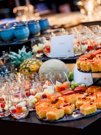 many different types of food on a table
