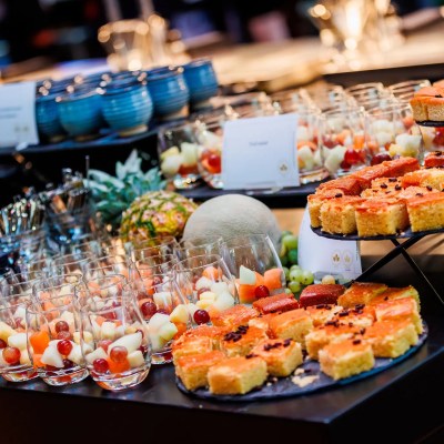 many different types of food on a table