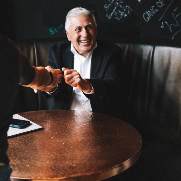Sjaak Swart sitting at a table