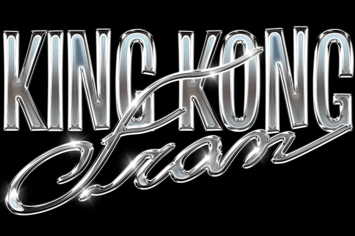 Shiny metallic text 'KING KONG clan' on a black background.