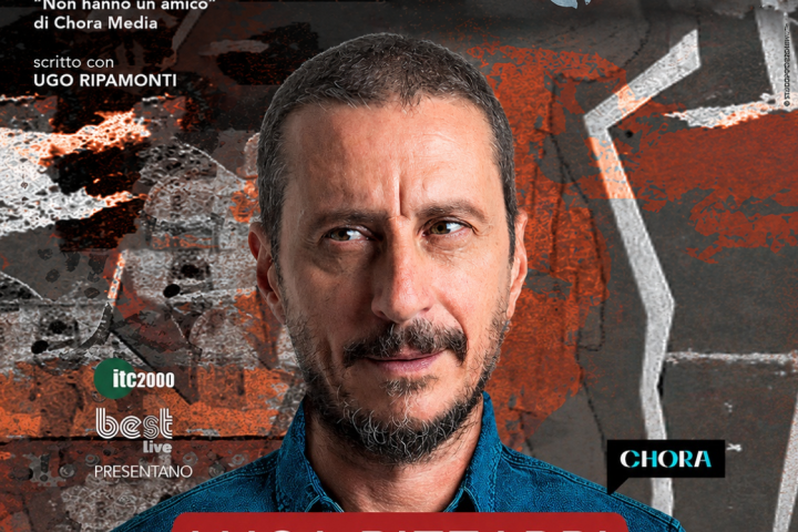 Event poster featuring a man with a beard, promoting 'Non Hanno Un Amico' in Amsterdam on 18th September.